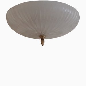 Vintage German Round Ceiling Lamp in White Glass from Honsel, 1970s-HOI-1340743