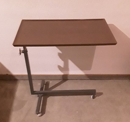 Vintage German Side Table with Gray Metal Frame on Wheels from Bremshey, 1960s-HOI-1705270