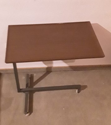 Vintage German Side Table with Gray Metal Frame on Wheels from Bremshey, 1960s-HOI-1705270