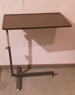 Vintage German Side Table with Gray Metal Frame on Wheels from Bremshey, 1960s-HOI-1705270