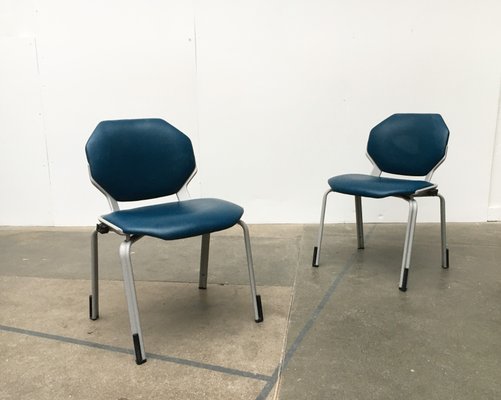 Vintage German Space Age Leather Stacking Dining Chairs from Fröscher, 1970s, Set of 2-UAH-782843