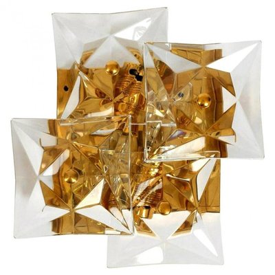 Vintage German Square Crystal and Gold-Plated Sconce from Kinkeldey, 1960-VDW-2016863