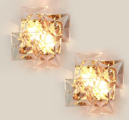 Vintage German Square Crystal and Gold-Plated Sconce from Kinkeldey, 1960-VDW-2016863