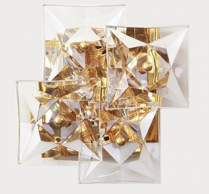 Vintage German Square Crystal and Gold-Plated Sconce from Kinkeldey, 1960-VDW-2016863