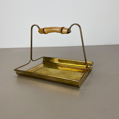 Vintage German Tiki Brass and Bamboo Tray by Grasoli, 1950s-QZ-1814023