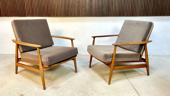 Vintage German Walnut Lounge Chairs, 1960s, Set of 2-JP-1341966