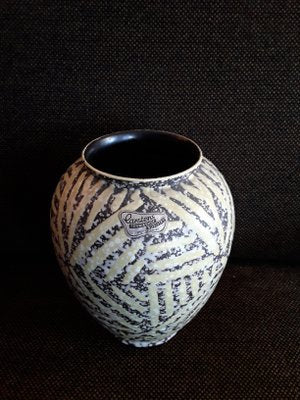 Vintage German White, Yellow, and Gray Ceramic Vase from Carstens Tönnieshof, 1960s-HOI-675459