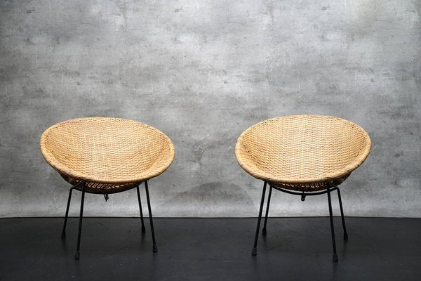 Vintage German Wicker Cocktail Chairs, 1960s, Set of 2-CIP-1739820