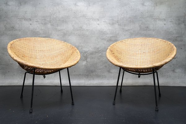 Vintage German Wicker Cocktail Chairs, 1960s, Set of 2-CIP-1739820