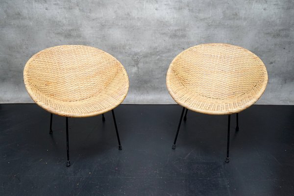 Vintage German Wicker Cocktail Chairs, 1960s, Set of 2-CIP-1739820