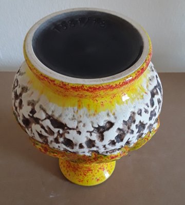 Vintage German Yellow Brown and Beige Ceramic Vase from Übelacker Ceramics, 1970s-HOI-1358225