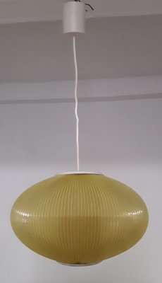 Vintage German Yellow Plastic and White Painted Metal Ceiling Lamp, 1970s-HOI-690273