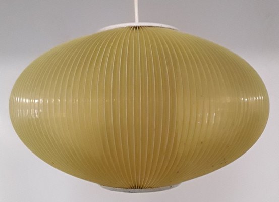 Vintage German Yellow Plastic and White Painted Metal Ceiling Lamp, 1970s-HOI-690273