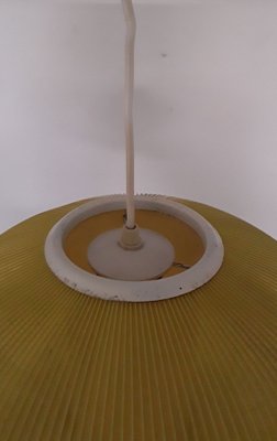 Vintage German Yellow Plastic and White Painted Metal Ceiling Lamp, 1970s-HOI-690273