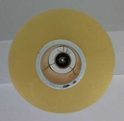 Vintage German Yellow Plastic and White Painted Metal Ceiling Lamp, 1970s-HOI-690273