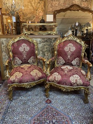 Vintage Gilt Wood Armchairs, Set of 2-NSG-1717781