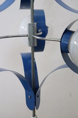 Vintage Glass and Blue Lacquered Metal Chandelier from Stilnovo, 1950s-DCO-982809