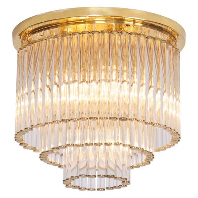 Vintage Glass and Brass Flush Mount Ceiling Lamp by Ernst Palme in the Style of Venini-VLZ-632112