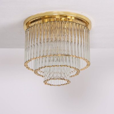 Vintage Glass and Brass Flush Mount Ceiling Lamp by Ernst Palme in the Style of Venini-VLZ-632112