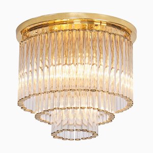 Vintage Glass and Brass Flush Mount Ceiling Lamp by Ernst Palme in the Style of Venini-VLZ-632112