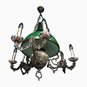 Vintage Glass and Metal Chandelier, 1950s-WQQ-660145