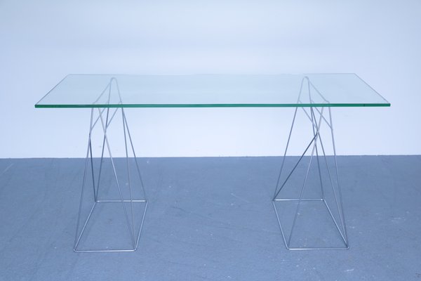 Vintage Glass and Steel Console Table-SXX-655068