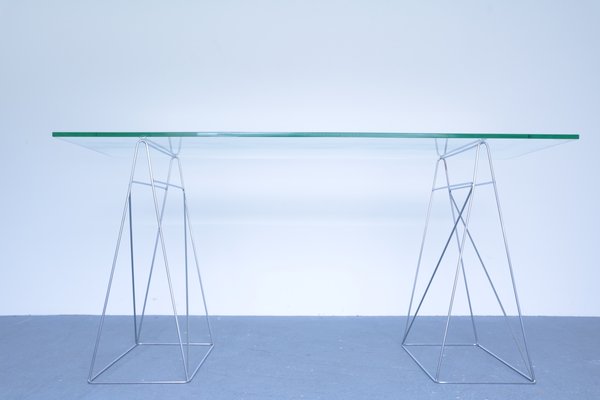 Vintage Glass and Steel Console Table-SXX-655068