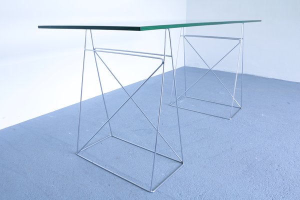 Vintage Glass and Steel Console Table-SXX-655068