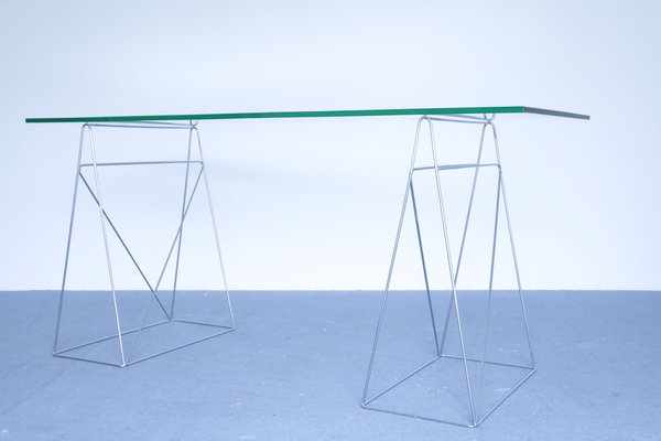 Vintage Glass and Steel Console Table-SXX-655068