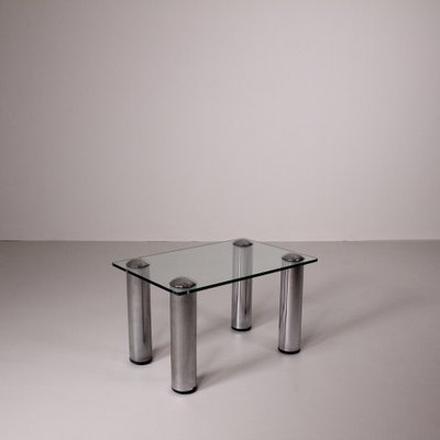 Vintage Glass and Steel Table-VJY-1703651