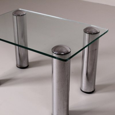 Vintage Glass and Steel Table-VJY-1703651