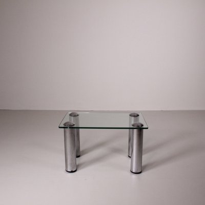 Vintage Glass and Steel Table-VJY-1703651