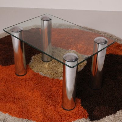 Vintage Glass and Steel Table-VJY-1703651