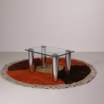 Vintage Glass and Steel Table-VJY-1703651