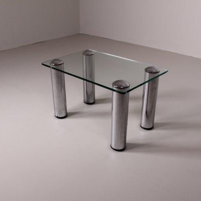 Vintage Glass and Steel Table-VJY-1703651