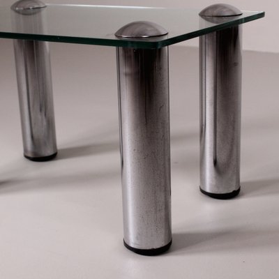 Vintage Glass and Steel Table-VJY-1703651