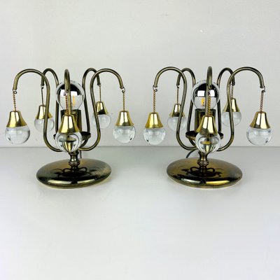 Vintage Glass Ball Table Lamps, Italy, 1960s, Set of 2-WQC-1216031