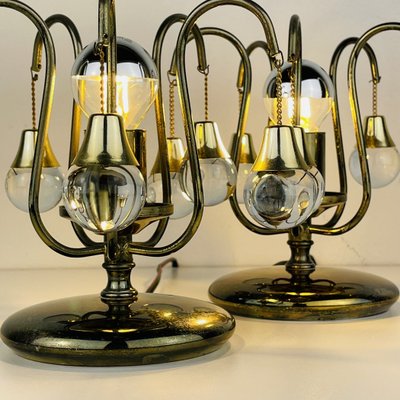 Vintage Glass Ball Table Lamps, Italy, 1960s, Set of 2-WQC-1216031