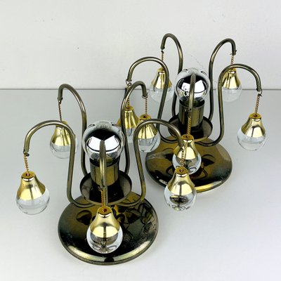 Vintage Glass Ball Table Lamps, Italy, 1960s, Set of 2-WQC-1216031