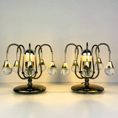 Vintage Glass Ball Table Lamps, Italy, 1960s, Set of 2-WQC-1216031