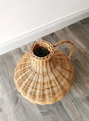 Vintage Glass Ballon Vase with Rattan, Boheme, 1960s-FW-1737308