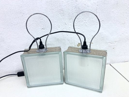 Vintage Glass Block Table Lamps from Stiletto, 1990s, Set of 2-AET-2030183