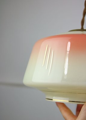 Vintage Glass & Brass Salmon Pendant Lamp-HGJ-974860