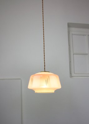 Vintage Glass & Brass Salmon Pendant Lamp-HGJ-974860