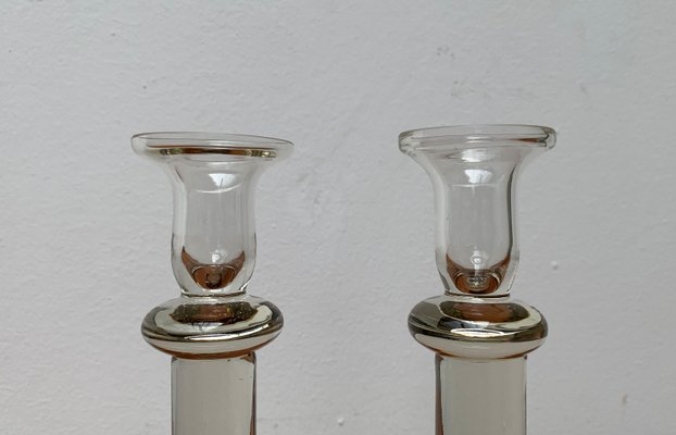 Vintage Glass Candleholder, 1970s, Set of 2-UAH-1377561