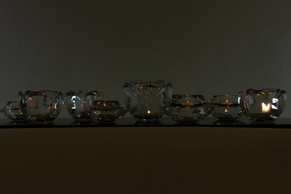 Vintage Glass Candleholders from Holmegaard, 1980s, Set of 8-WIX-685902