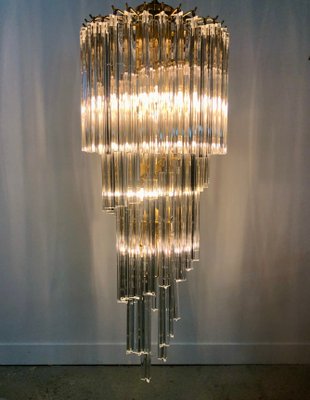 Vintage Glass Crystals Cascade Chandelier in the Style of Paolo Venini, 1980s-RWZ-1181069