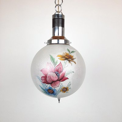 Vintage Glass Flower Pendant Lamp, Italy, 1960s-WQC-840418