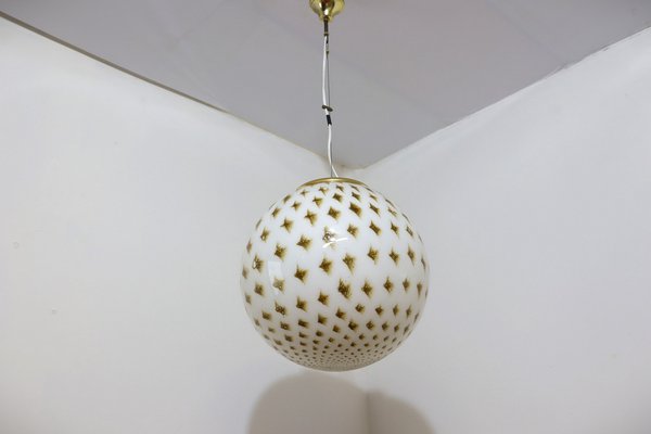 Vintage Glass Globe Pendant Lamp from Venini, 1970s-ZQ-1397585