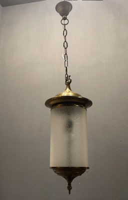 Vintage Glass Light Pendant in Bronze, 1960s-JJC-1453013